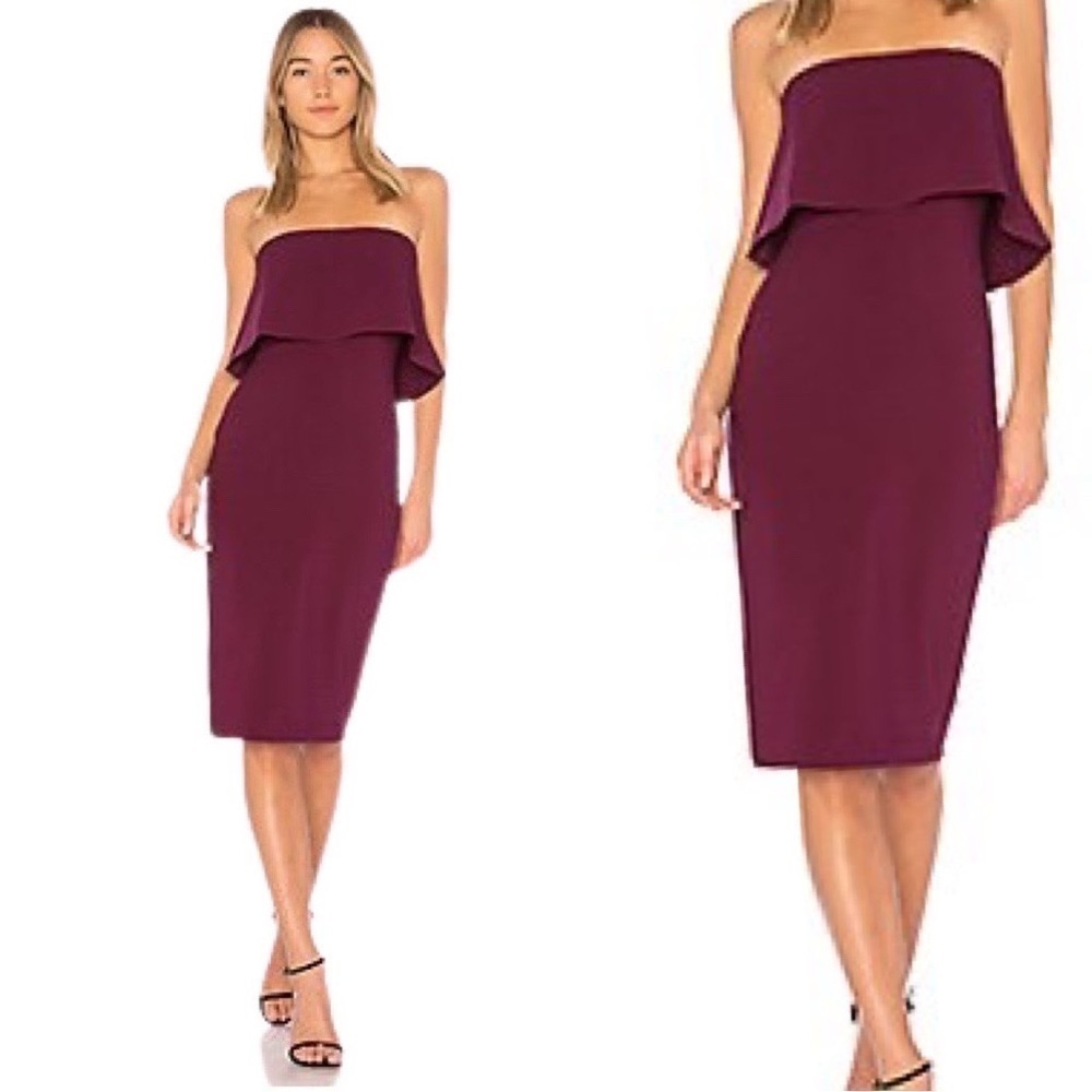 Nwt Likely Driggs Strapless Ruffled Pencil Dress In Plum Size 4